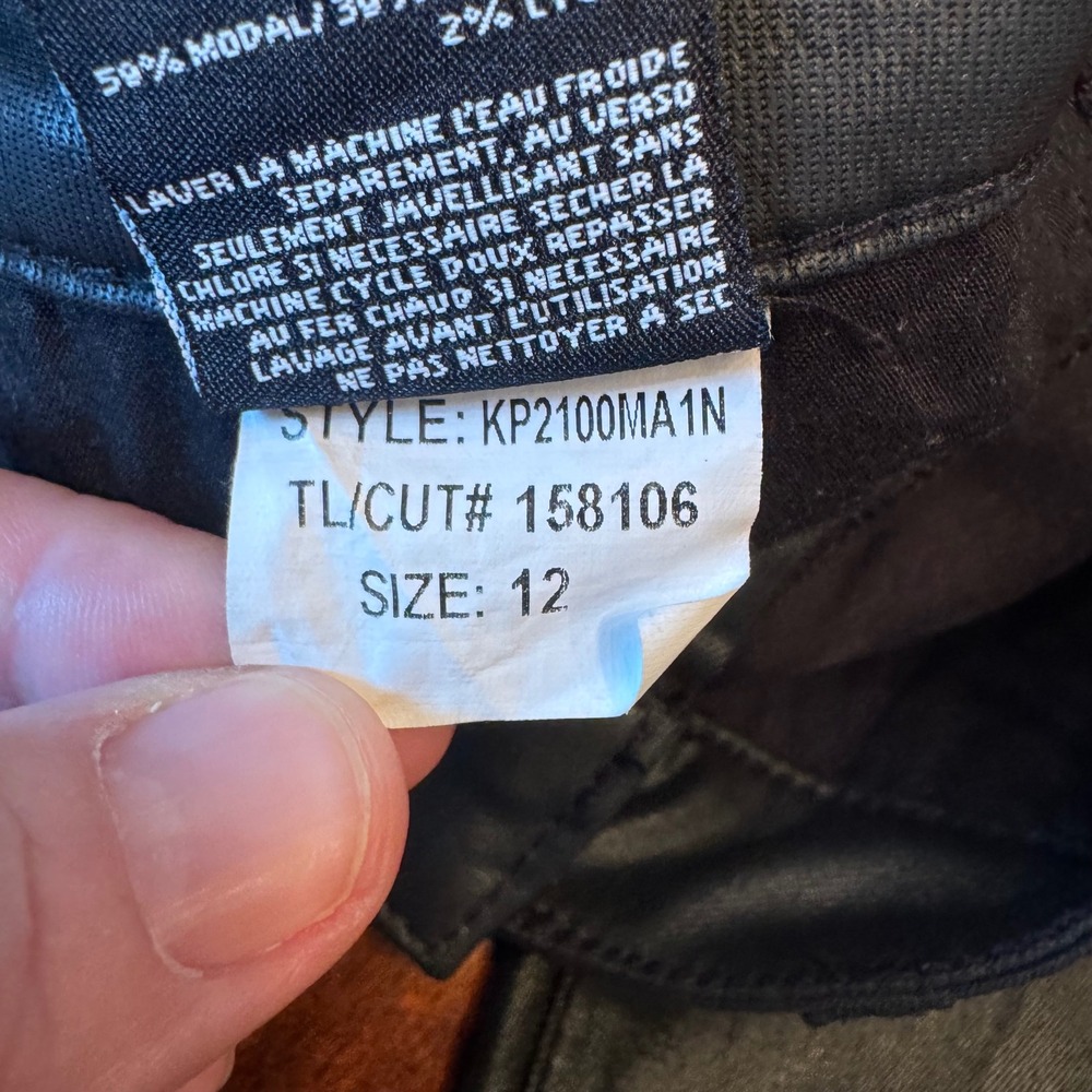 KUT from the Kloth Pants Womens 12 Black Coated Skinny KP2100MA1N Faux Leather - Picture 5 of 11